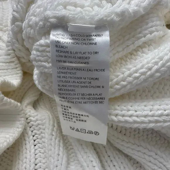 Free People Sweetheart Sweater Womens Small Ivory Boho Chunky Knit Mock Neck - Picture 4 of 13